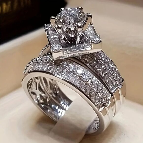 New 925 Sterling Silver Diamond 💎 Wedding Engagement Ring - Picture 1 of 6